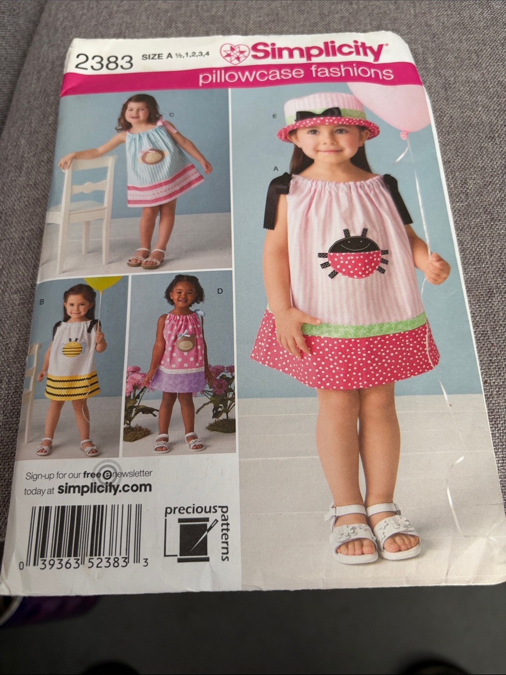Simplicity Pink Polka Dot Pillowcase Dress with Green Trim Pattern